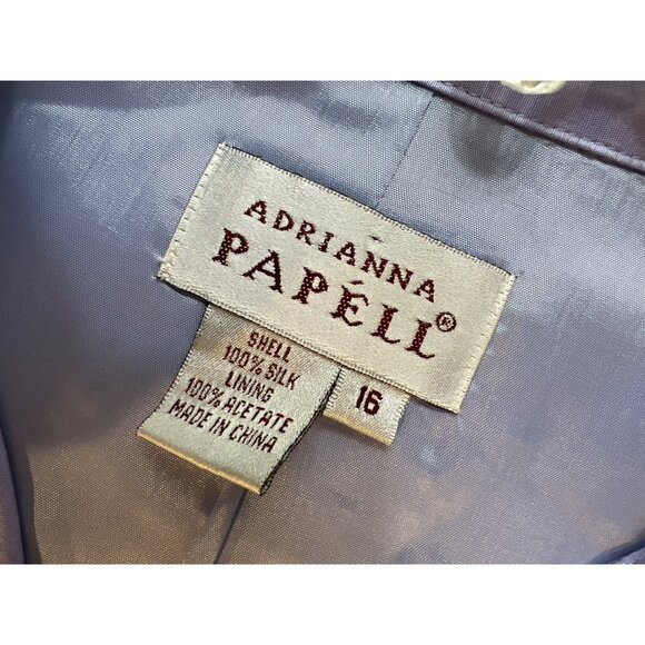 Adrianna Papell Lavender Silk Blouse & Floral Pants Set Size 16 - Picture 4 of 13